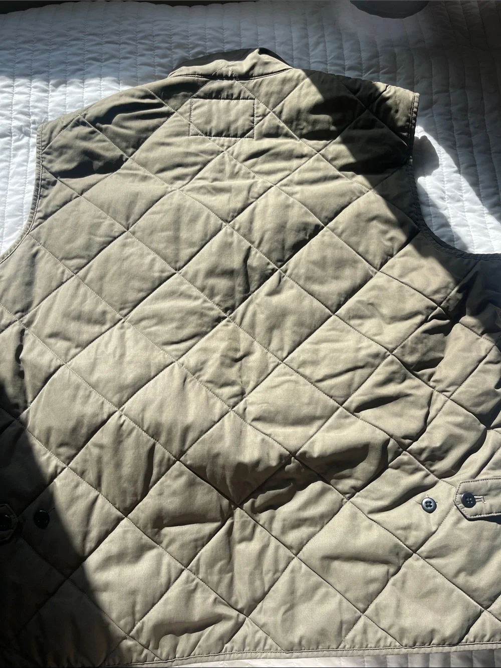 J. Crew Quilted Olive Vest with Black Lining